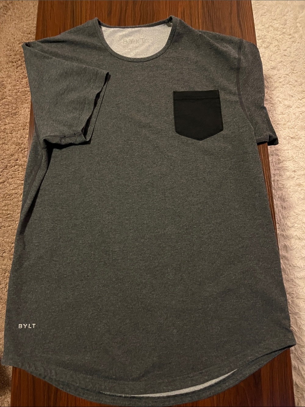 Men's BYLT Dark Gray Crewneck Pocket Tee drop cut
